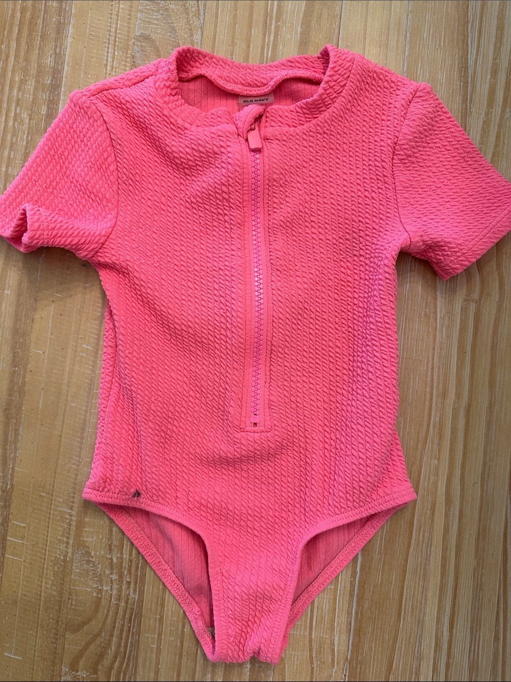 Old Navy Coral Pink Short-Sleeve Zip Front One-Piece